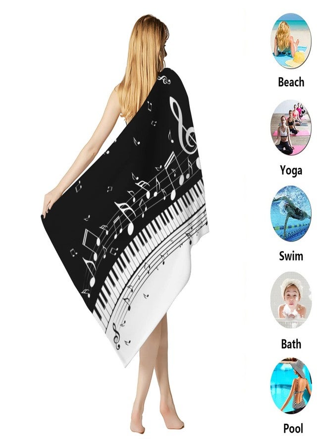 feelacle Music Notes Piano Sand Free Beach Towel Absorbent Bath Towel Large Hand Towels for Swimming Bathroom Spa Pool - Image 4